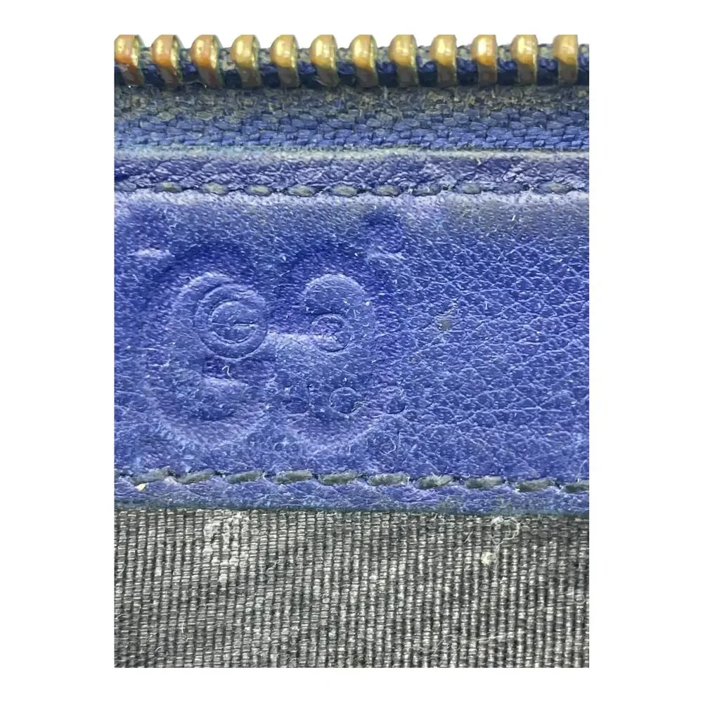 🔴 Gucci Compact Zip Wallet - Blue Guccissima Leather